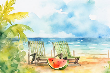 summer concept watercolor abstract background. generative aiの素材