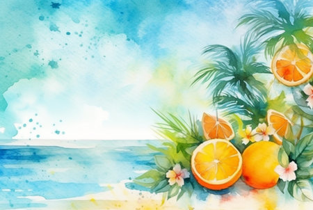 summer concept watercolor abstract background. generative aiの素材