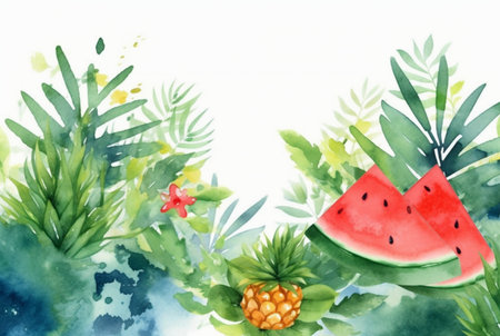 summer concept watercolor abstract background. generative aiの素材