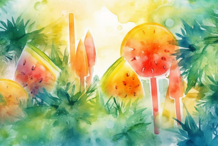 summer concept watercolor abstract background. generative aiの素材