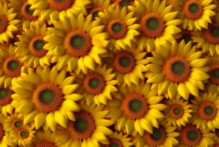 beautiful sunflower background neatly arranged. generative aiの素材