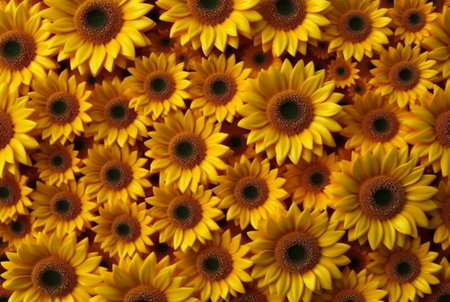 beautiful sunflower background neatly arranged. generative aiの素材