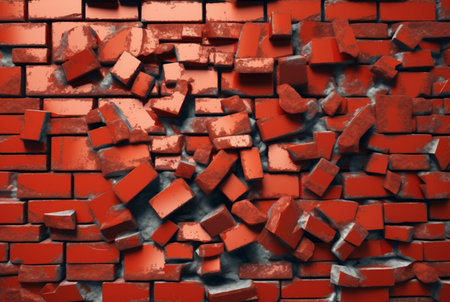 cracked red brick wall texture background. generative aiの素材