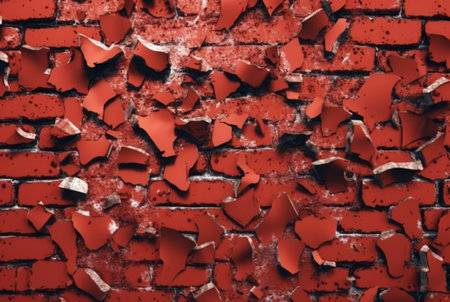cracked red brick wall texture background. generative aiの素材