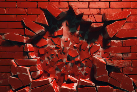 cracked red brick wall texture background. generative aiの素材