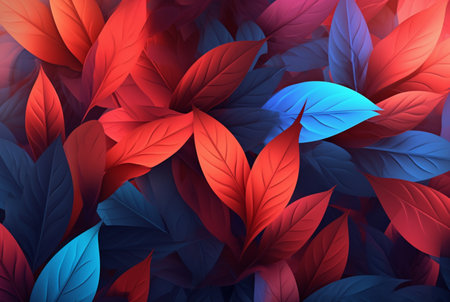 blue red leaves abstract background. generative aiの素材