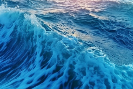 beautiful blue waves water background. generative aiの素材