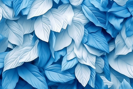 white blue leaves abstract background. generative aiの素材