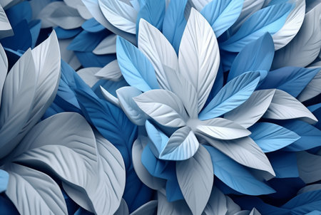 white blue leaves abstract background. generative aiの素材