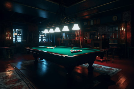 brand new and modern billiard room. generative aiの素材