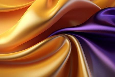 abstract background with 3d waves bright gold and purple. generative aiの素材