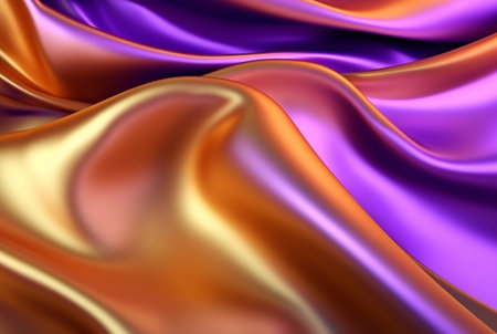 abstract background with 3d waves bright gold and purple. generative aiの素材