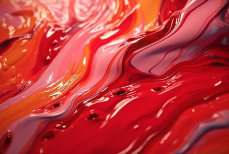 Liquid red paint wavy red liquid abstract background. ai generatorの素材