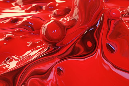 Liquid red paint wavy red liquid abstract background. ai generatorの素材