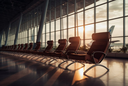 chairs in the airport. generative aiの素材