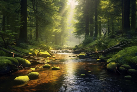 stream in the forest. generative aiの素材