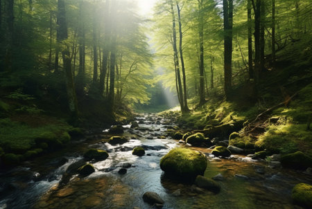 stream in the forest. generative aiの素材