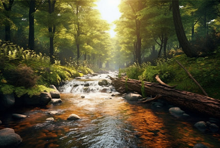 stream in the forest. generative aiの素材