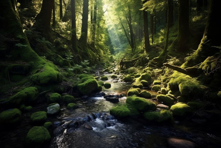 stream in the forest. generative aiの素材