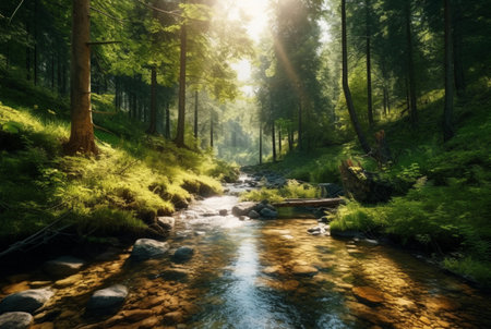 stream in the forest. generative aiの素材
