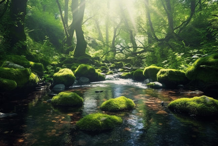 stream in the forest. generative aiの素材