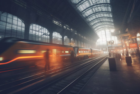 Blurred background at train station. generative aiの素材