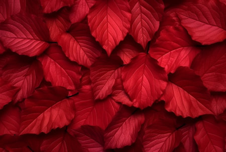 abstract background of neatly arranged red leaves. generative aiの素材