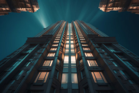 view of the building from below. long exposure photography. generative aiの素材