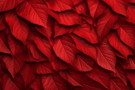 abstract background of neatly arranged red leaves. generative aiの素材
