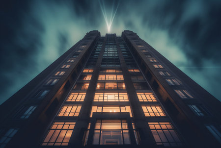 view of the building from below. long exposure photography. generative aiの素材