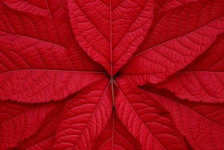 abstract background of neatly arranged red leaves. generative aiの素材