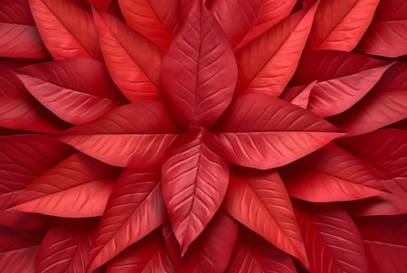 abstract background of neatly arranged red leaves. generative aiの素材