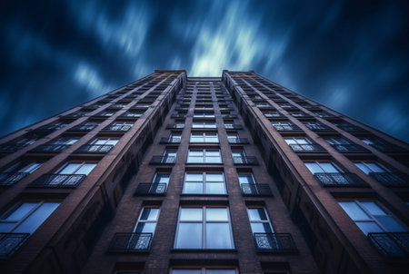 view of the building from below. long exposure photography. generative aiの素材