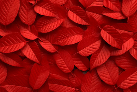 abstract background of neatly arranged red leaves. generative aiの素材
