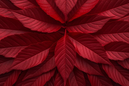 abstract background of neatly arranged red leaves. generative aiの素材