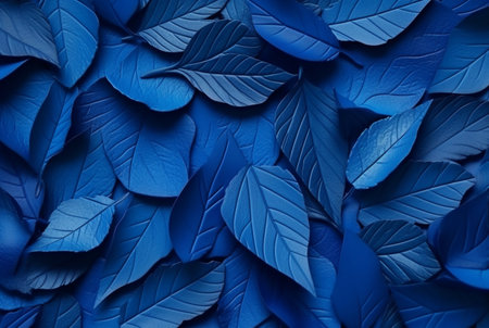 abstract background of neatly arranged blue leaves. generative aiの素材