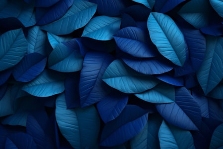 abstract background of neatly arranged blue leaves. generative aiの素材