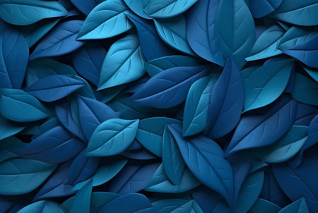 abstract background of neatly arranged blue leaves. generative aiの素材