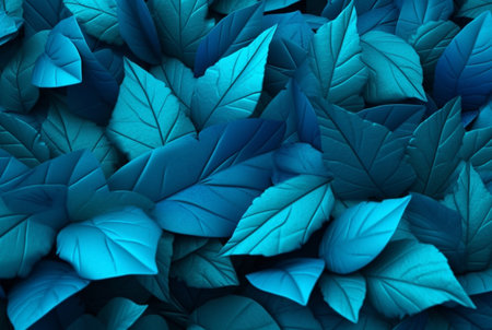 abstract background of neatly arranged blue leaves. generative aiの素材