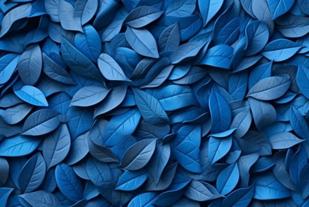 abstract background of neatly arranged blue leaves. generative aiの素材