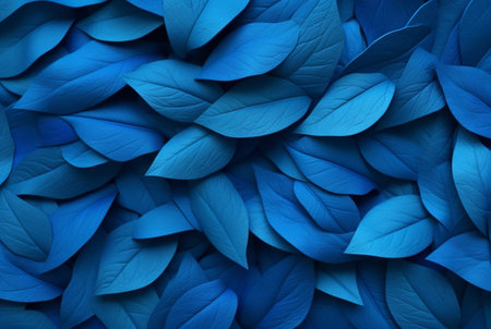 abstract background of neatly arranged blue leaves. generative aiの素材
