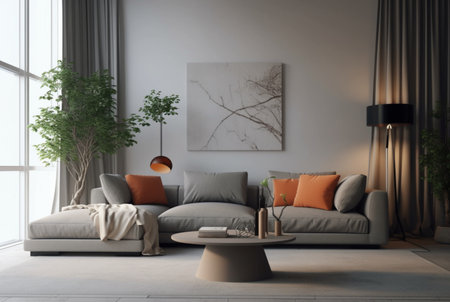 living room interior with modern home sofa. generative aiの素材