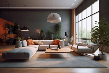 living room interior with modern home sofa. generative aiの素材