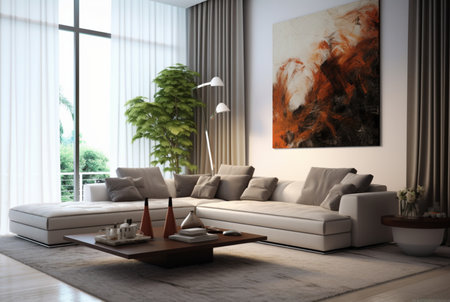 living room interior with modern home sofa. generative aiの素材