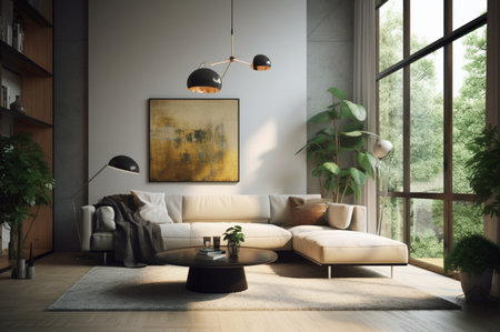 living room interior with modern home sofa. generative aiの素材
