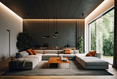 living room interior with modern home sofa. generative aiの素材