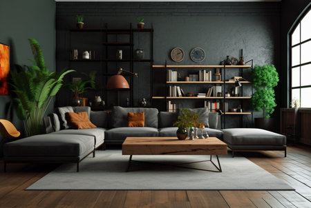 living room interior with modern home sofa. generative aiの素材