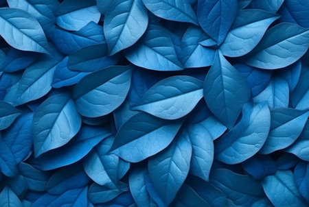 abstract background of neatly arranged blue leaves. generative aiの素材