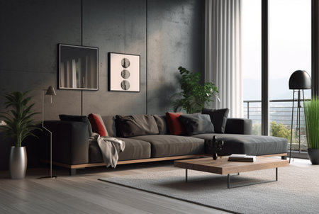 living room interior with modern home sofa. generative aiの素材