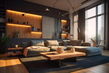 living room interior with modern home sofa. generative aiの素材